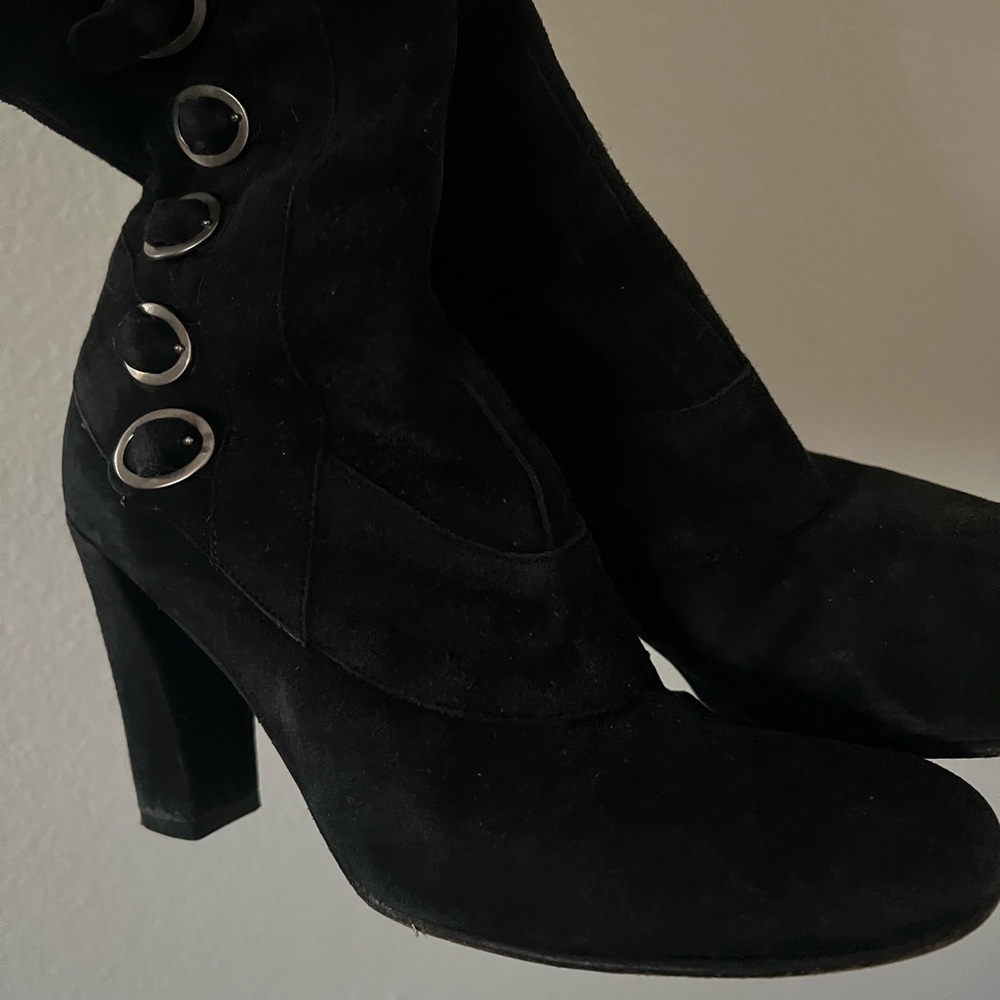 Jill Stuart Suede Black Boots with Silver Accents